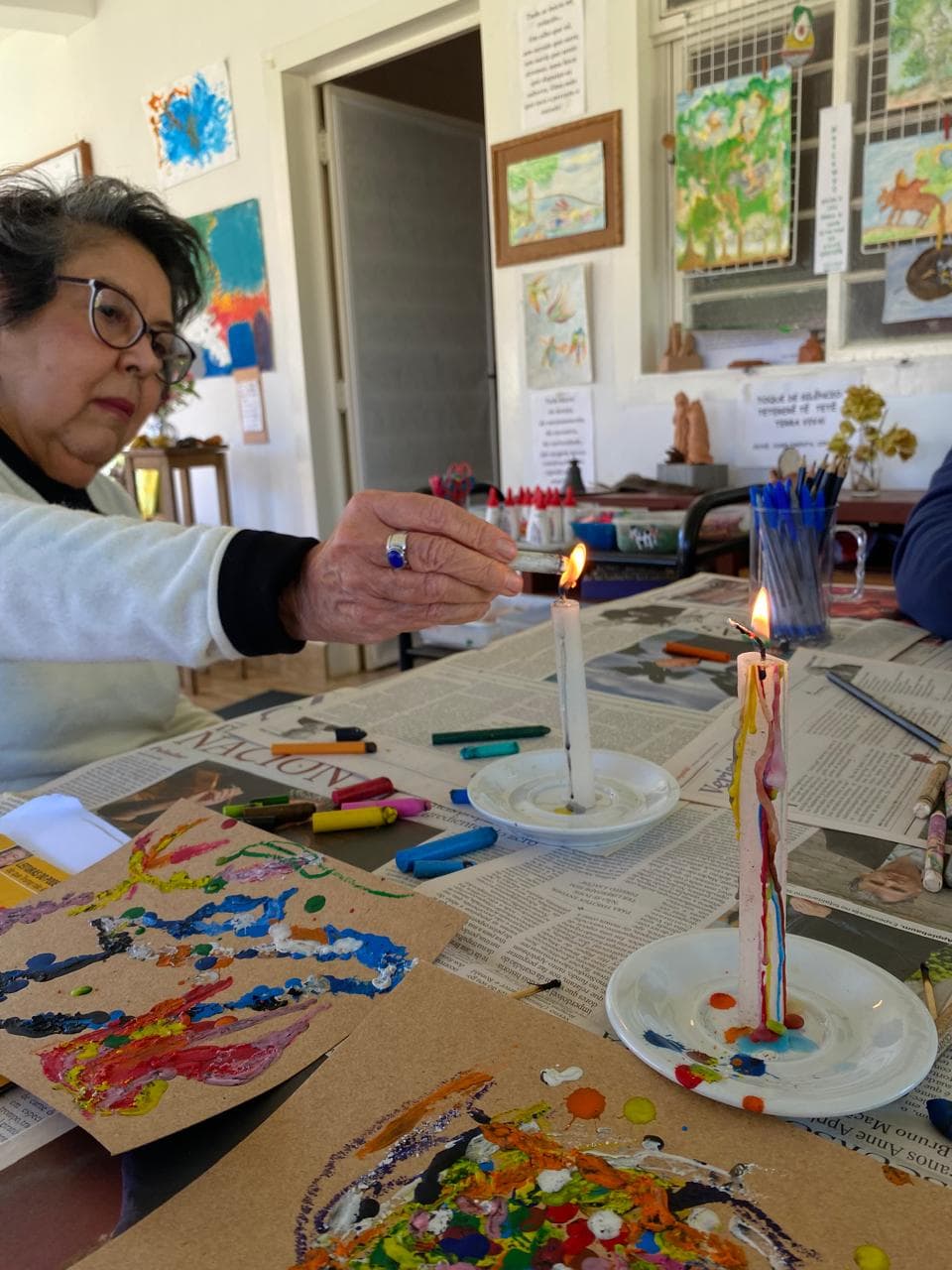 Registro da oficina de arte e infância na Casa do Encontro