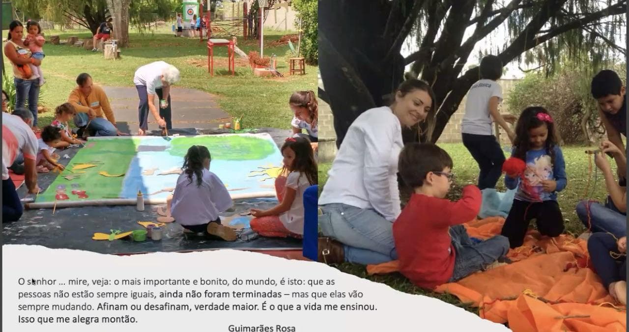 Registro da oficina de arte e infância na Casa do Encontro